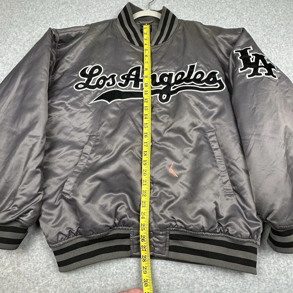 Pro Champ LOS ANGELES Satin Spirit Bomber Jacket Gray‎ XL Insulated Varsity